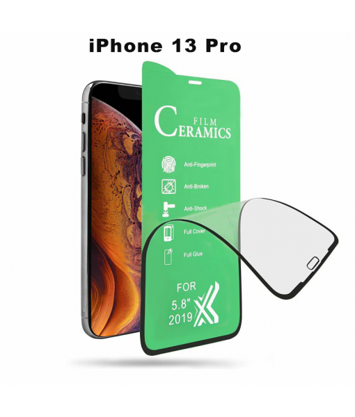 Folie Protectie ecran Apple iPhone 13 Pro, Ceramic Full Glue, transparenta Cu Margine Neagra